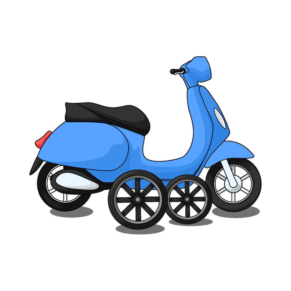 illustration of blue scooter with tire vector