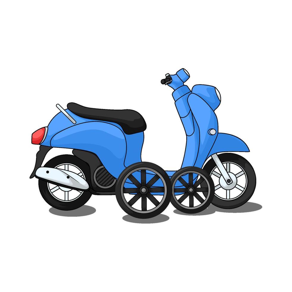 blue scooter with tire illustration vector