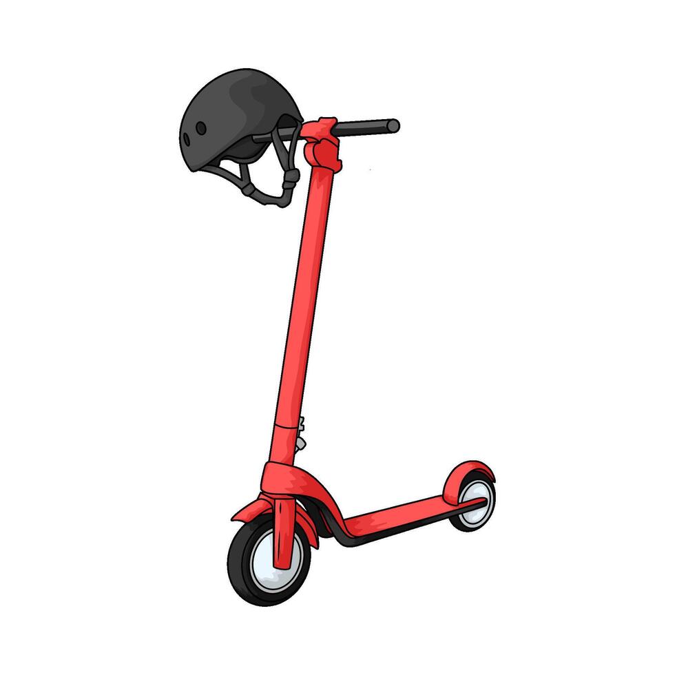 illustration of red kick scooter vector