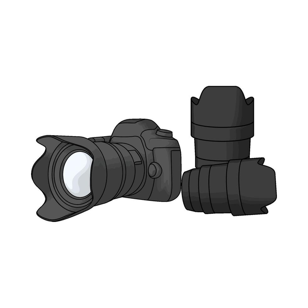 digital camera with lens illustration vector