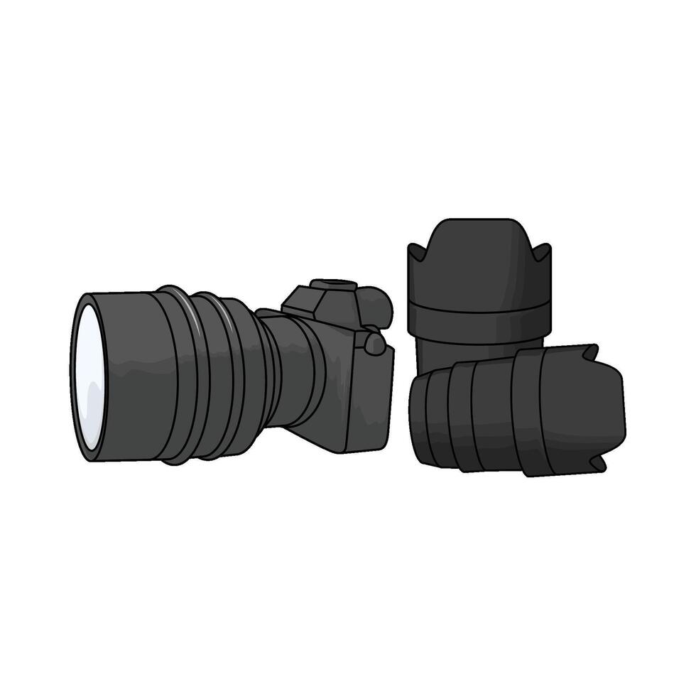 digital camera and lens illustration vector