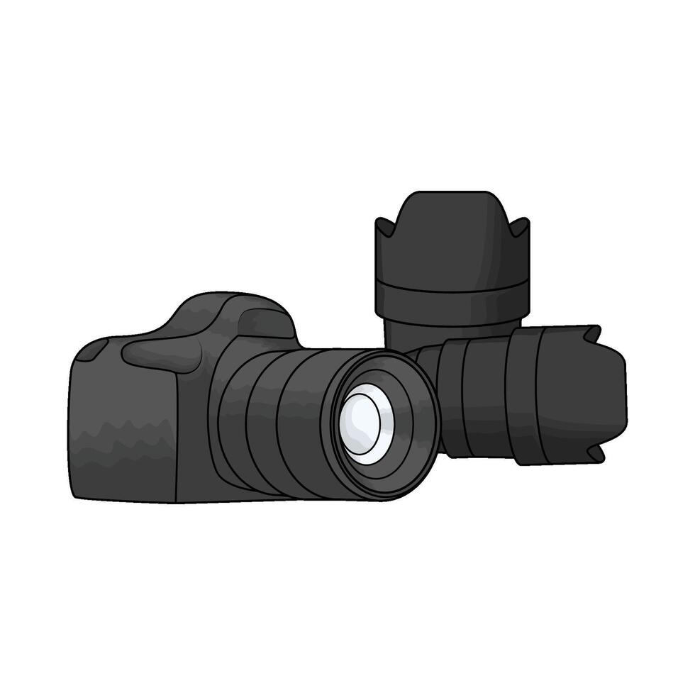 digital camera and camera lens illustration vector