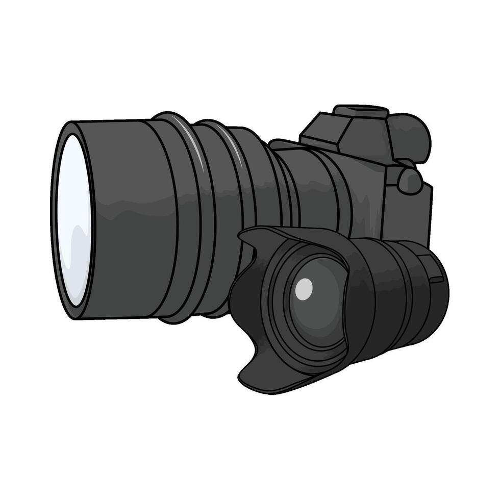 illustration of camera lens and digital camera vector