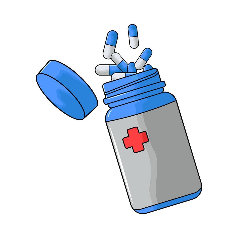pill with blue bottle vector