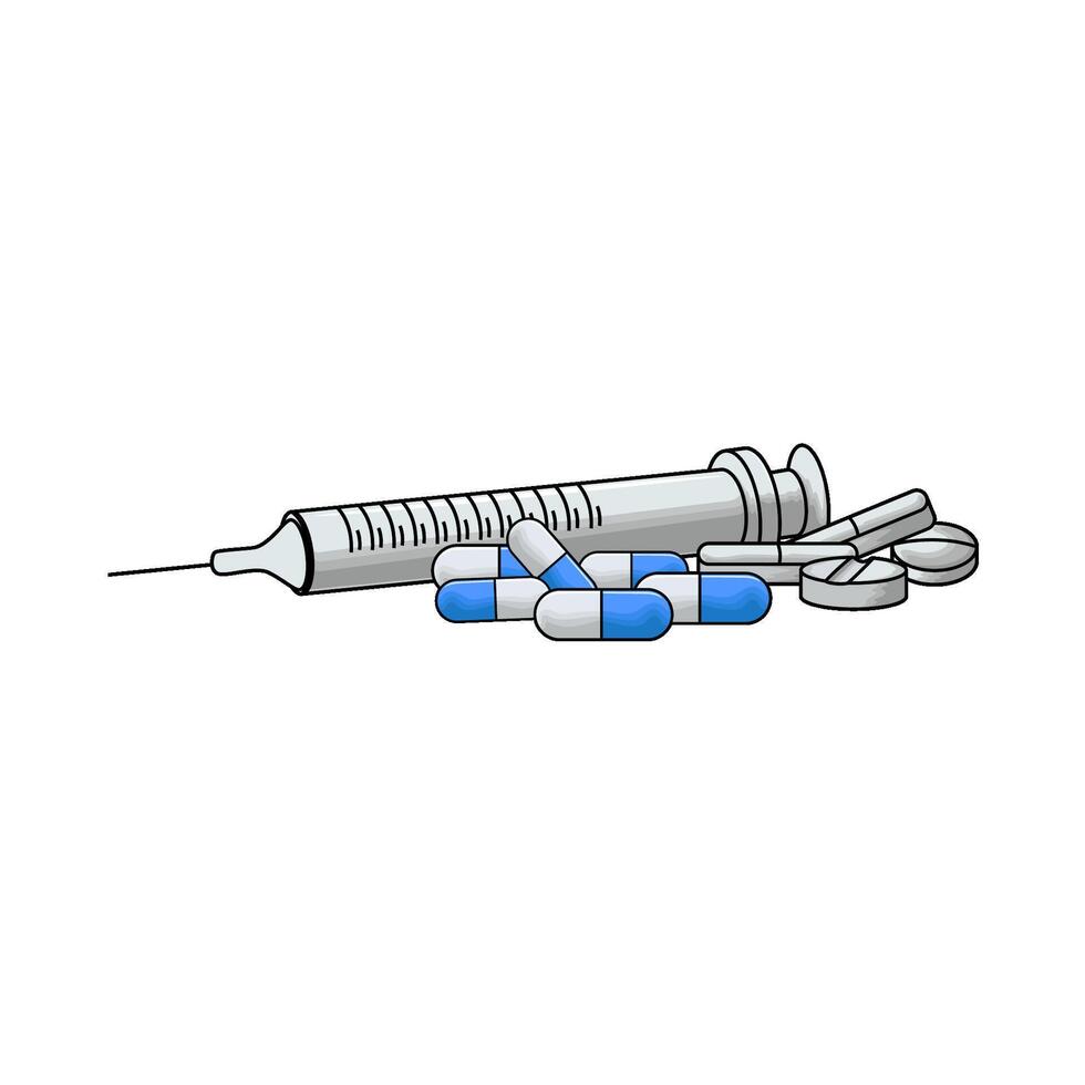 pill with syringe vector
