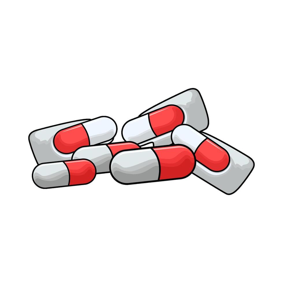 red and white capsule vector