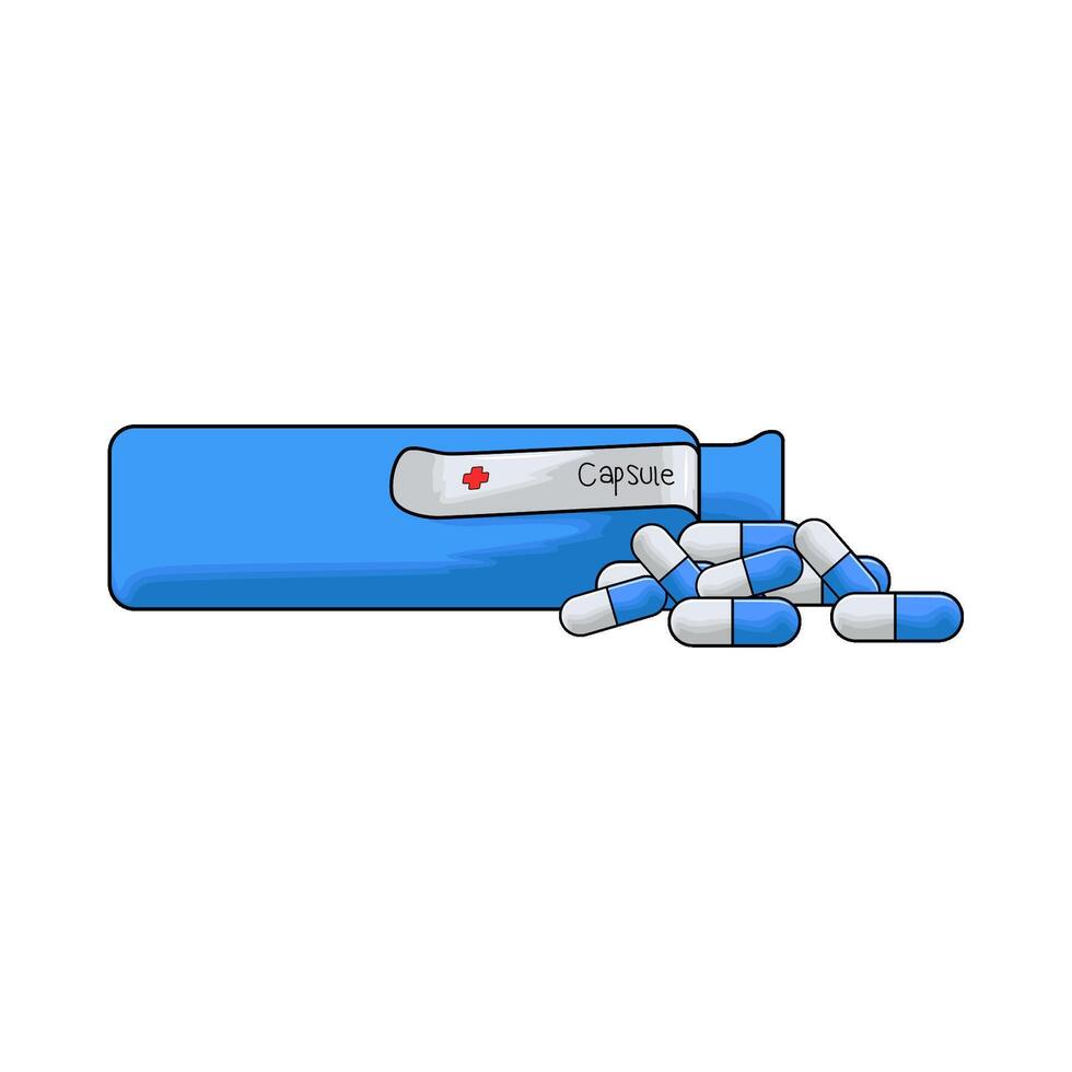 blue and white pill capsule vector
