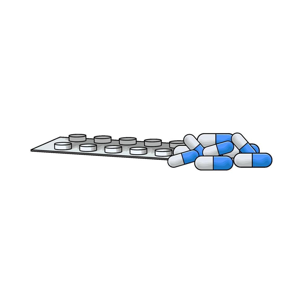 illustration of blister pack with capsule vector