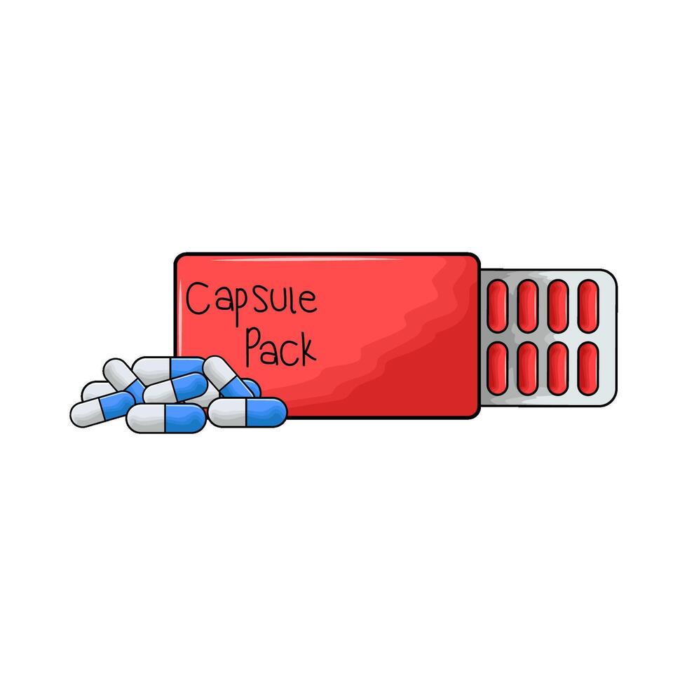 red capsule pack illustration vector