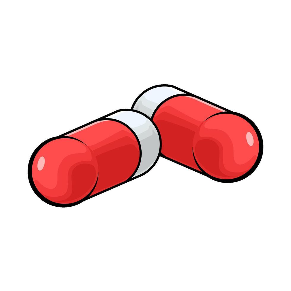 illustration of red and white capsule vector