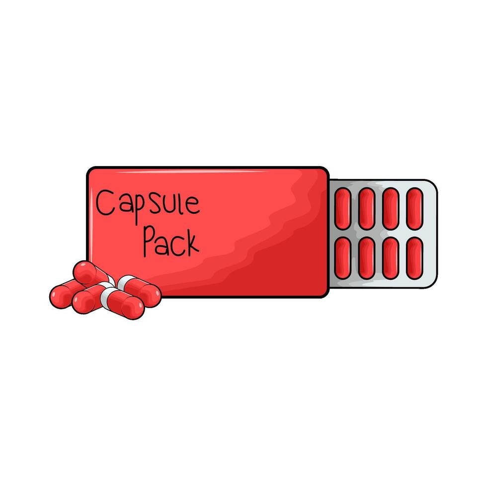 red capsule pack vector
