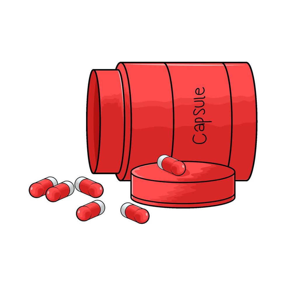capsule with red bottle illustration vector