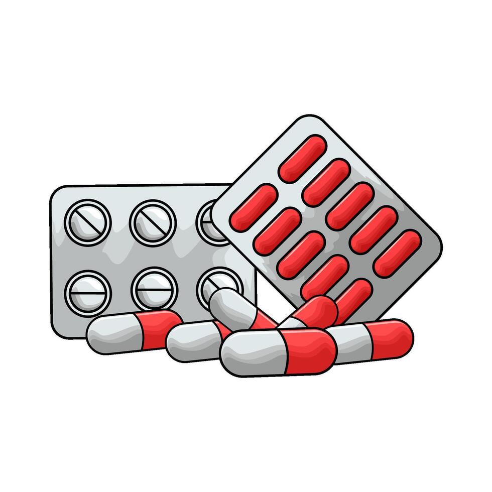 capsule with blister pack illustration vector