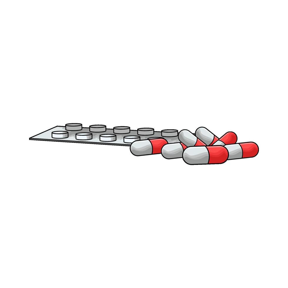 illustration of red and white pill capsule vector