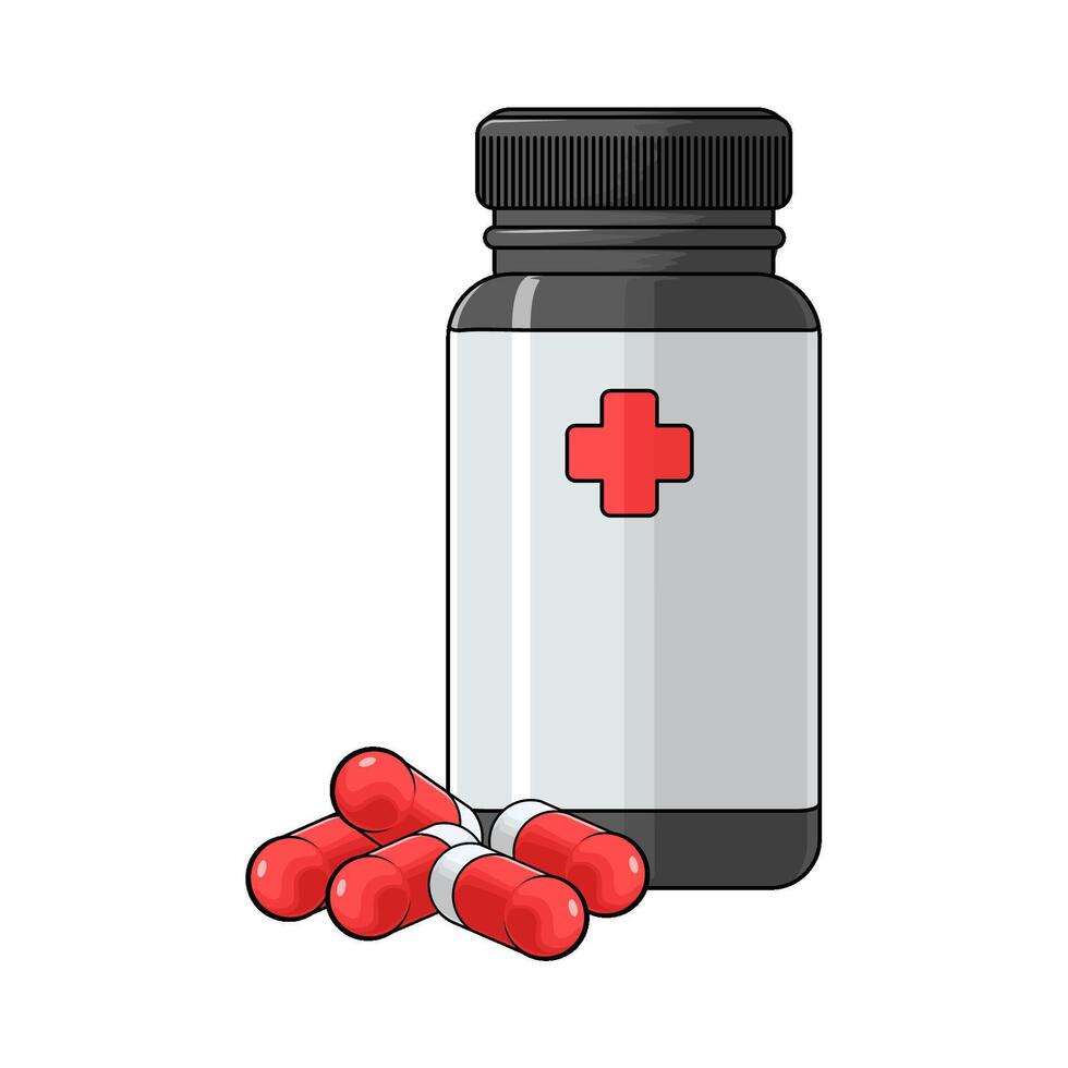 pill with black bottle vector