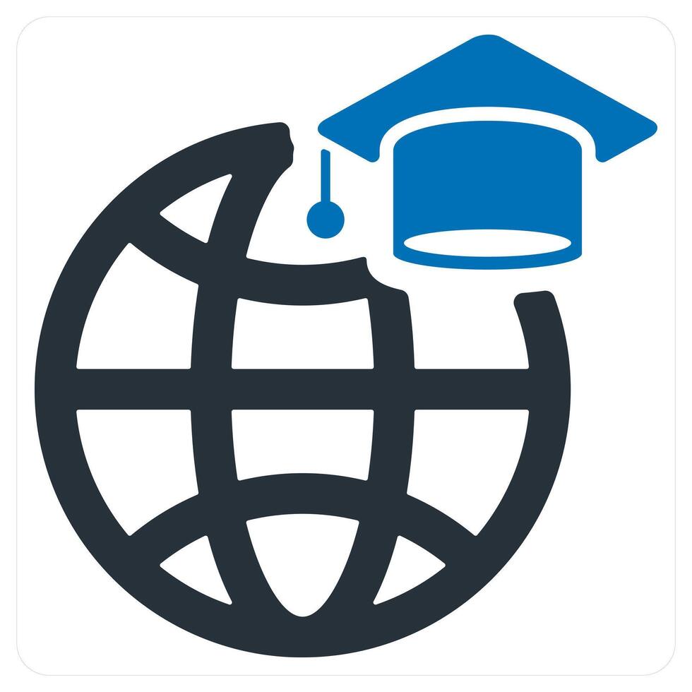 Distance Learning and education icon concept in blue color vector