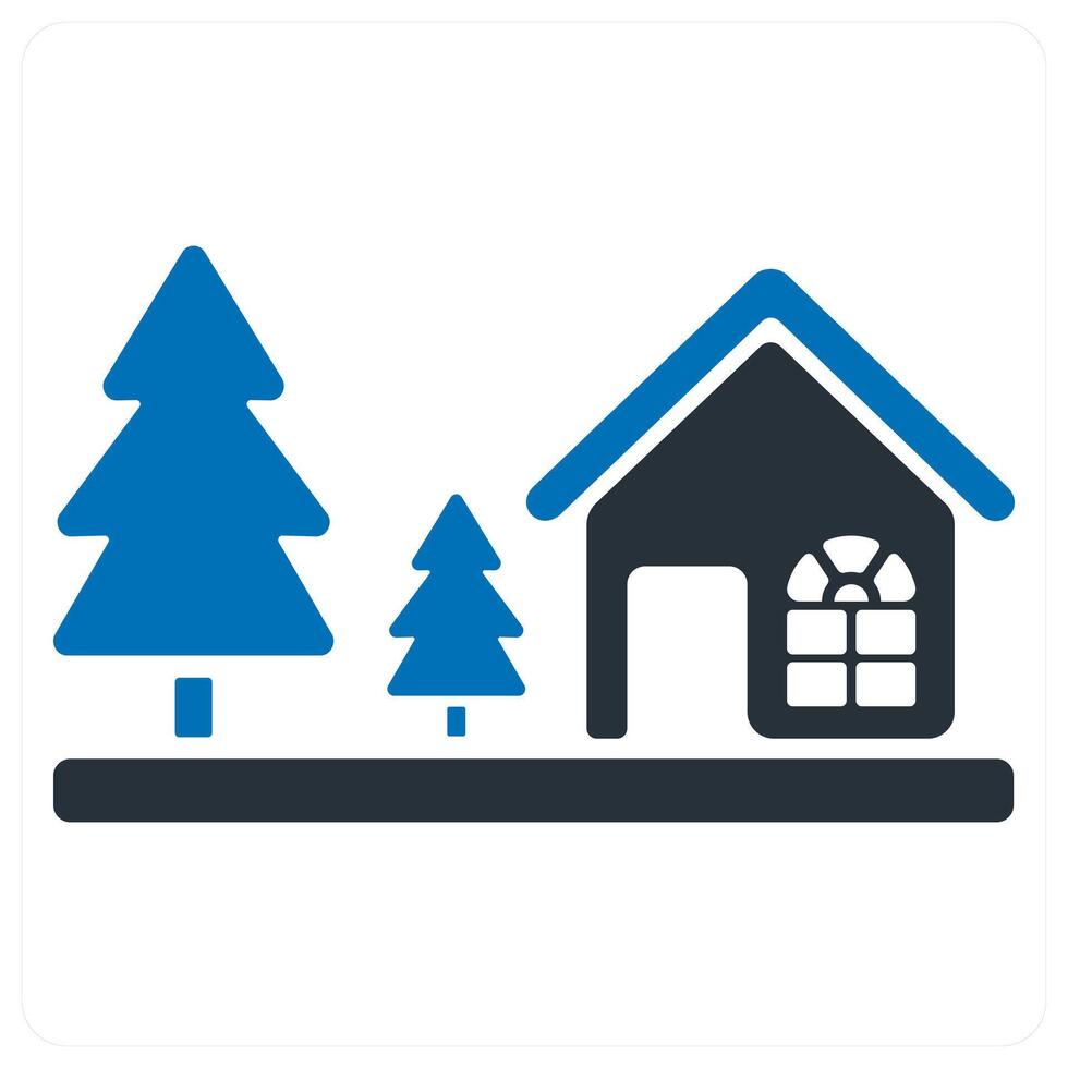 Country House and cottage icon concept in blue color vector