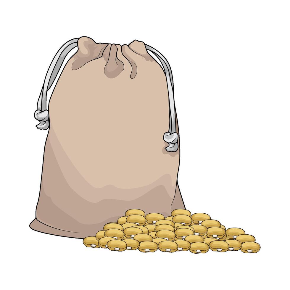illustration of soybean with sacks vector