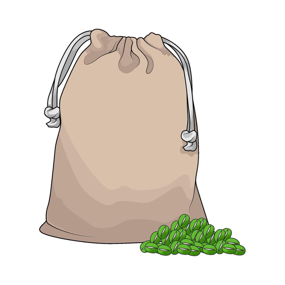 mung bean with sacks illustration vector