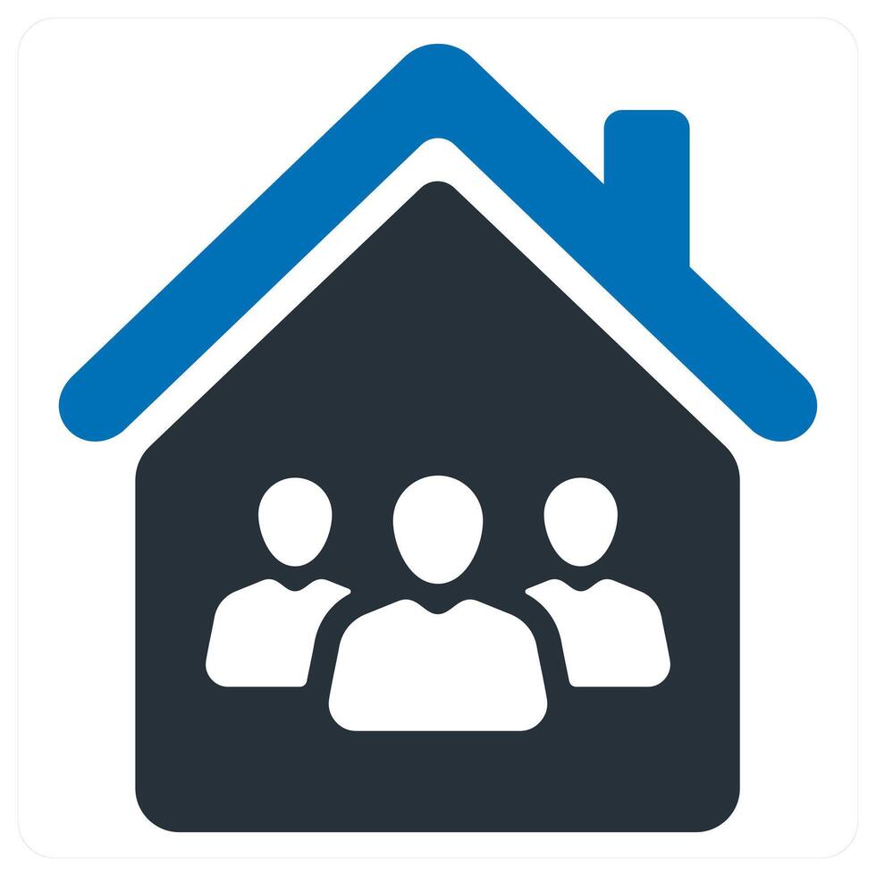 Family Home and family icon concept in blue color vector