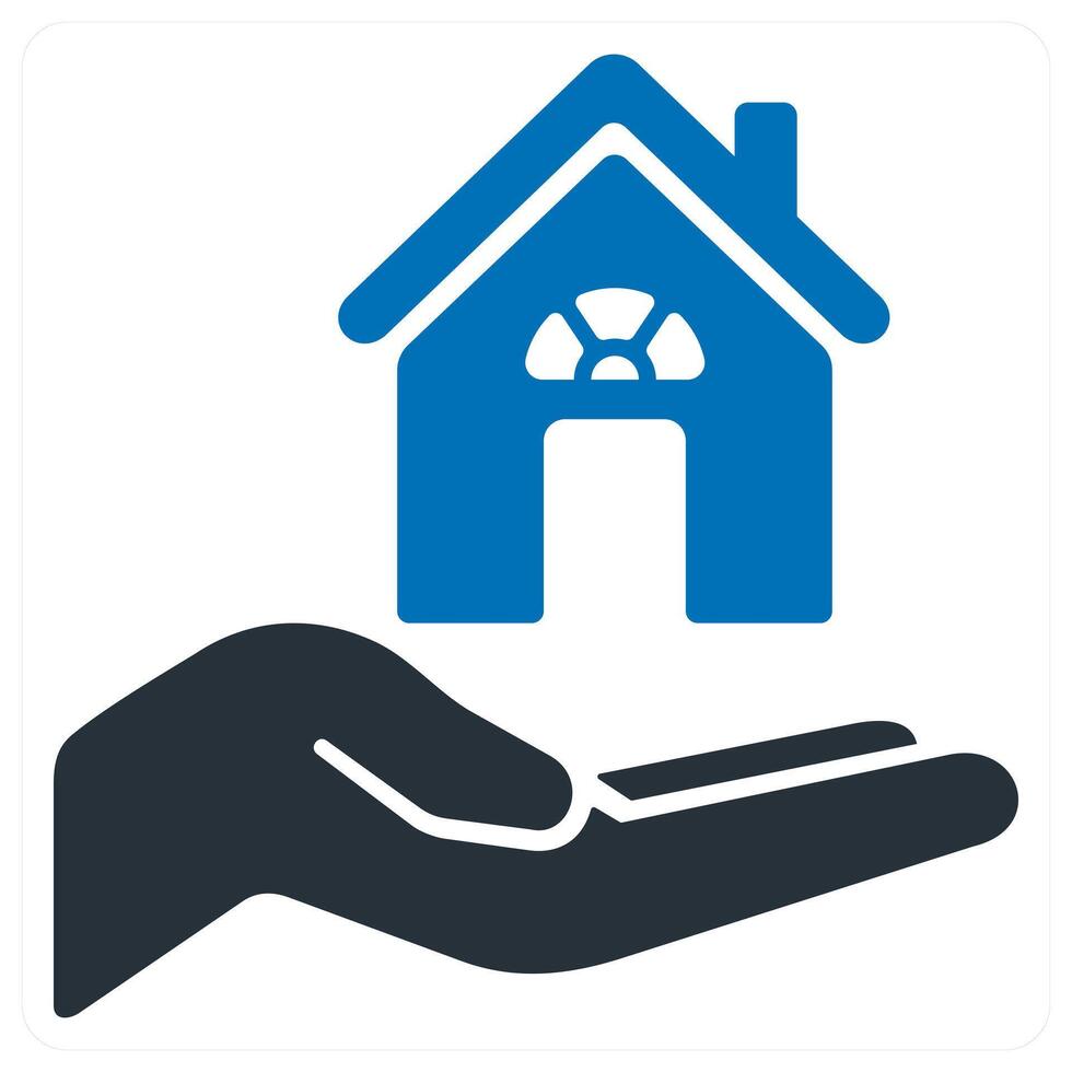 Home Loan and house icon concept in blue color vector