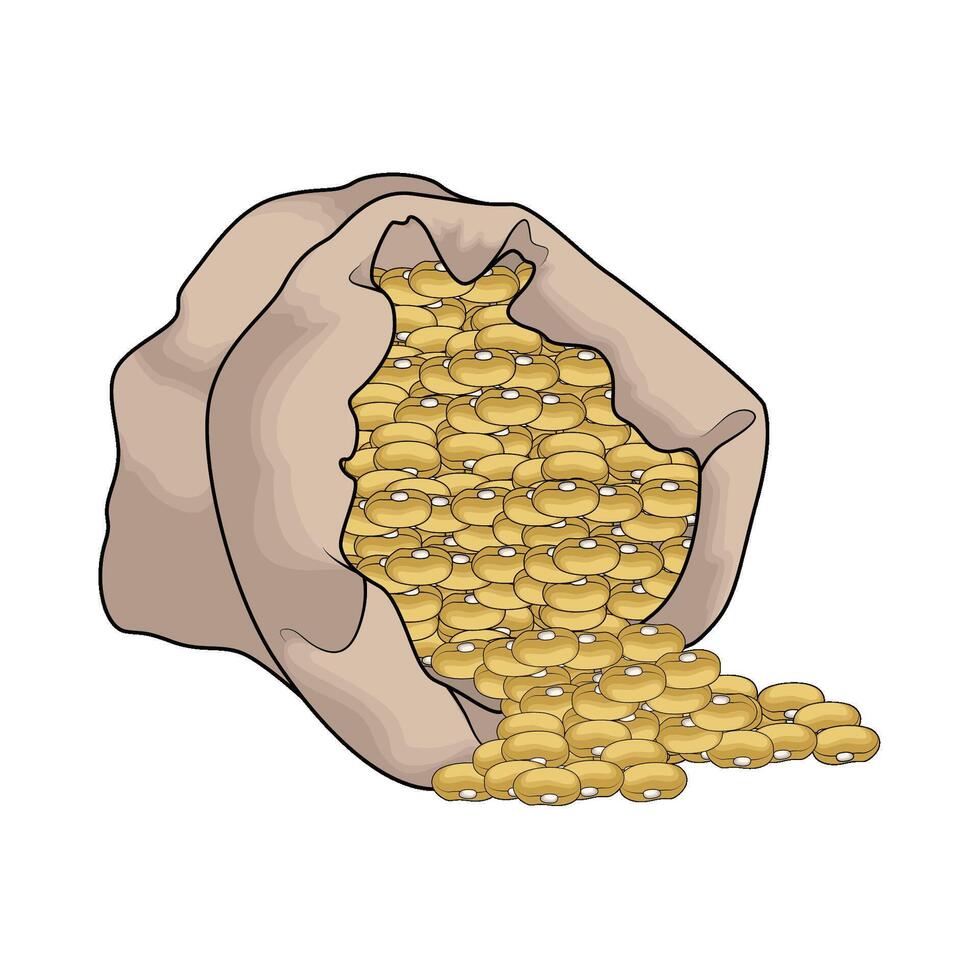 organic soybean in a sack vector