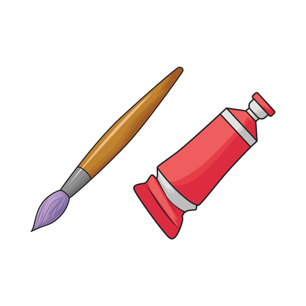 paintbrush with paint tube vector