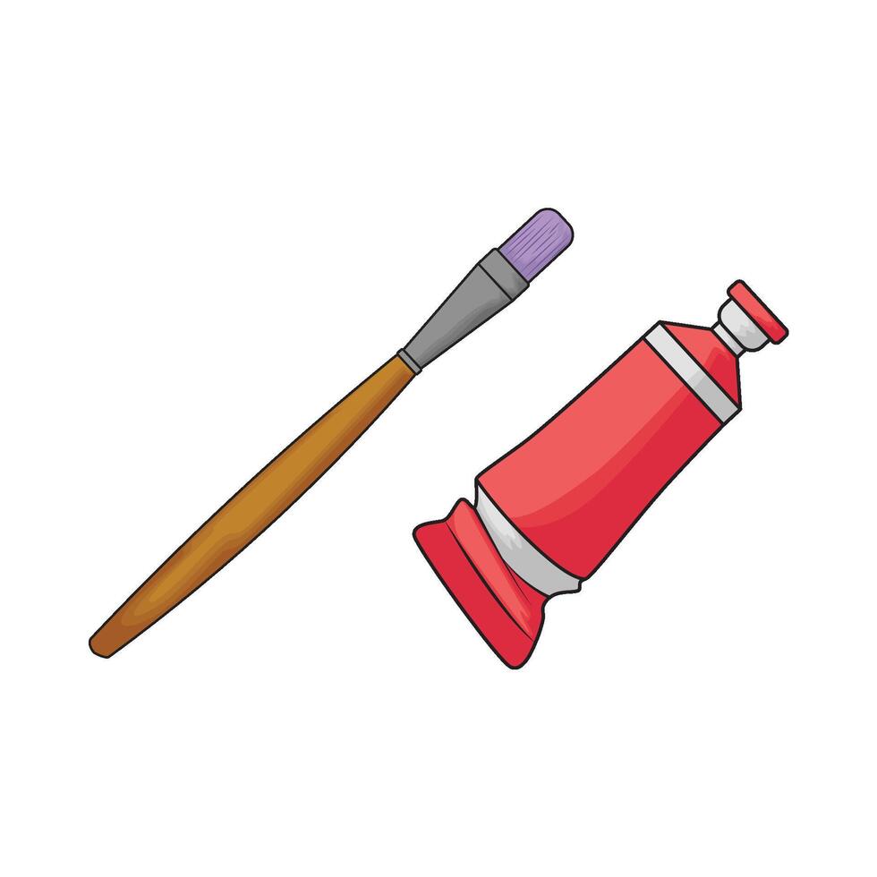 paint brush with paint tube vector