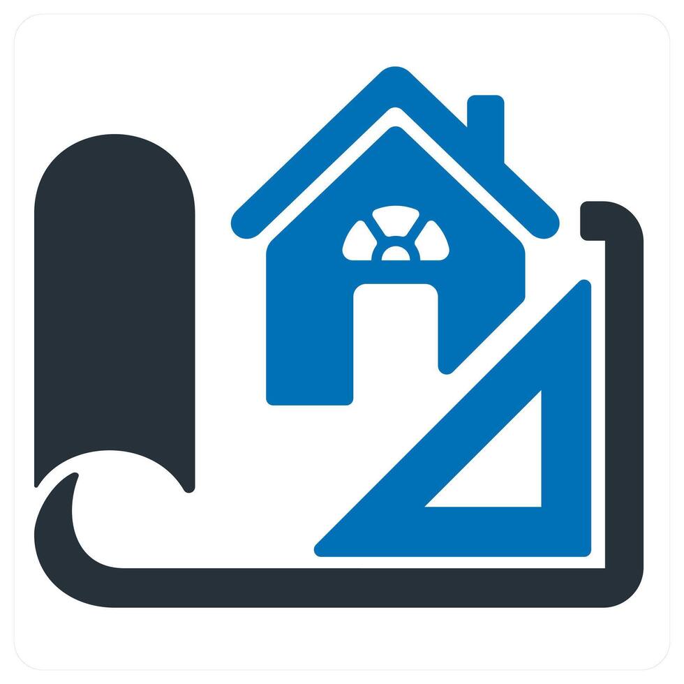 Design House and interior icon concept in blue color vector