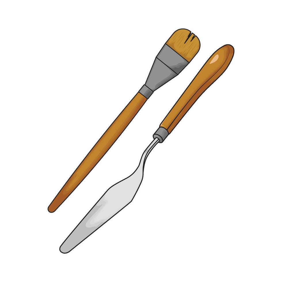 paint brush with palette knife illustration vector