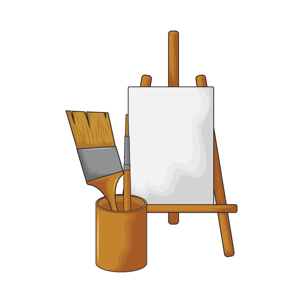 canvas board with paintbrush holder illustration vector