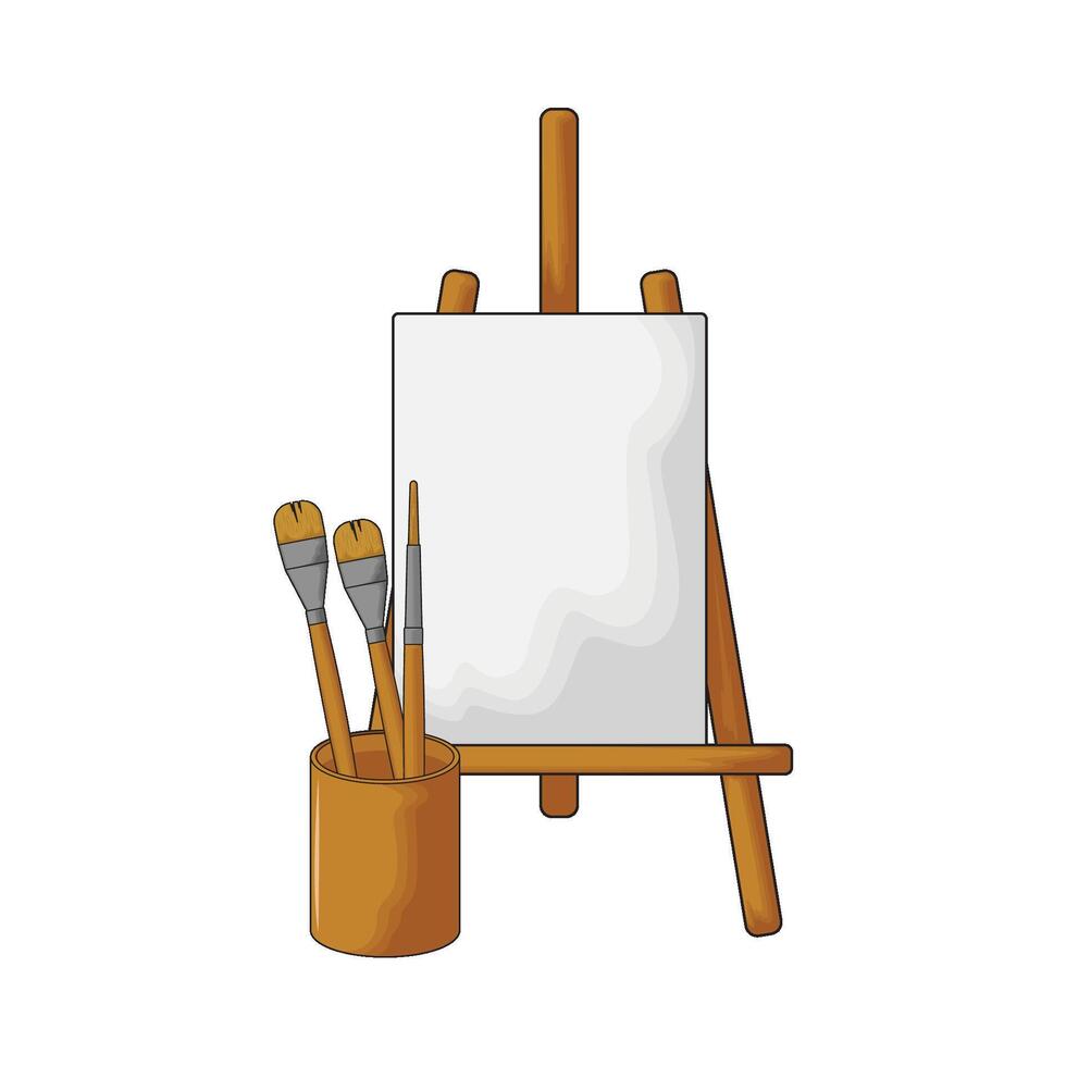 canvas board with paintbrush holder vector