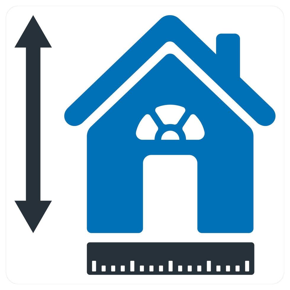 House Size and construction icon concept in blue color vector