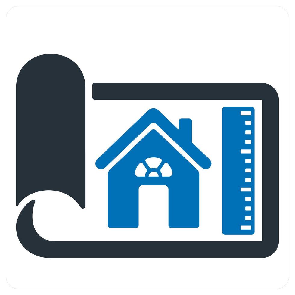 Home dimensions and house icon concept in blue color vector