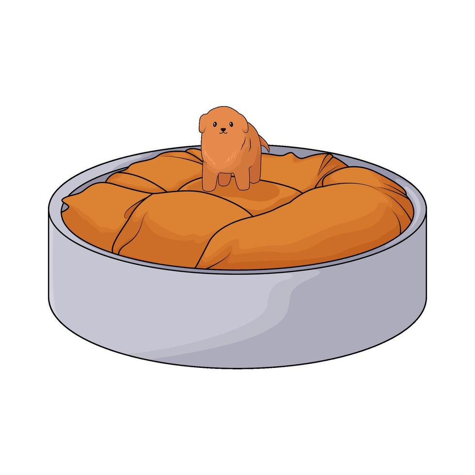 brown dog in bed vector