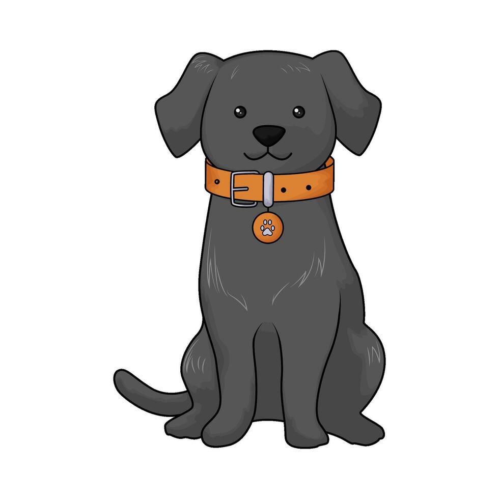 black dog with collar vector