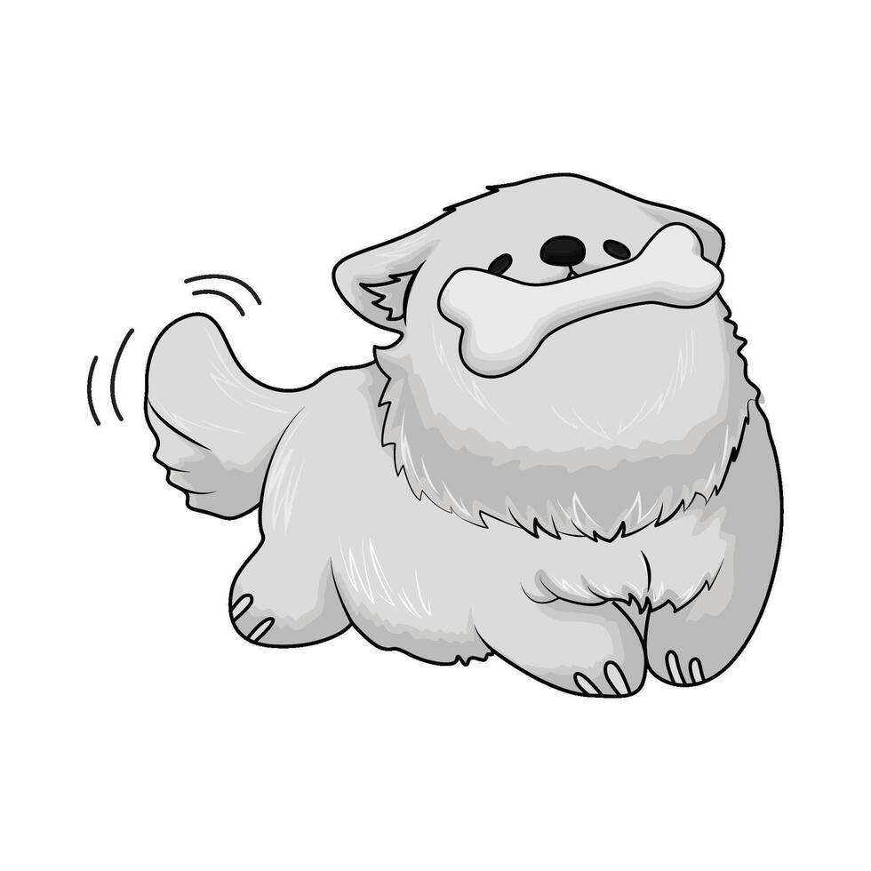 illustration of white dog lying vector