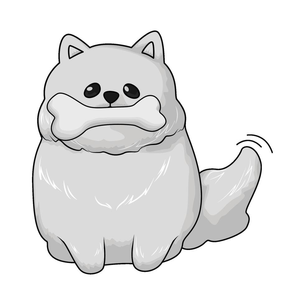 illustration of white dog eats bones vector