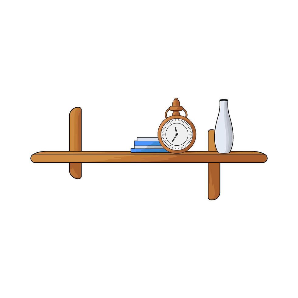 clock on shelf and vase vector