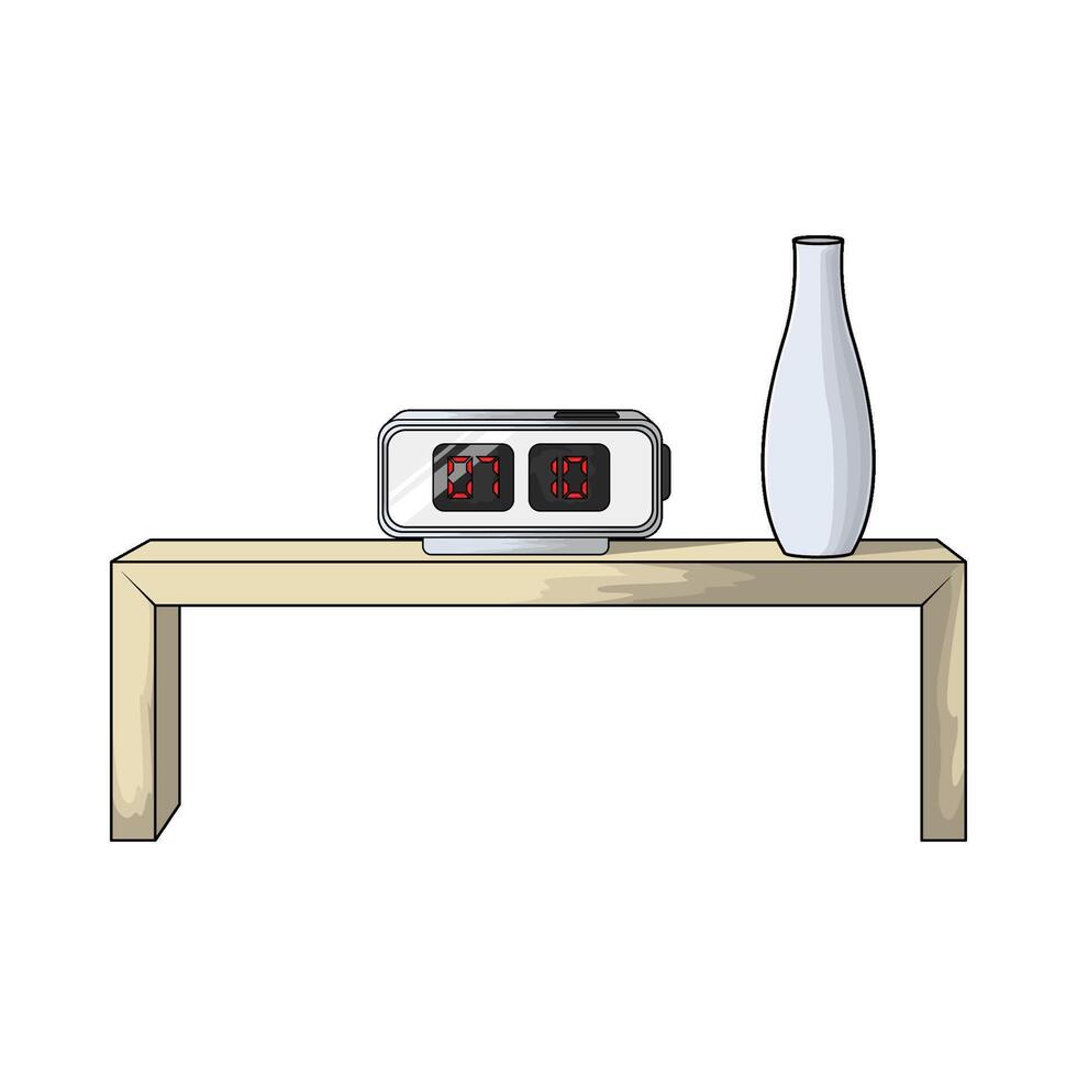 digital clock on the table with vase vector