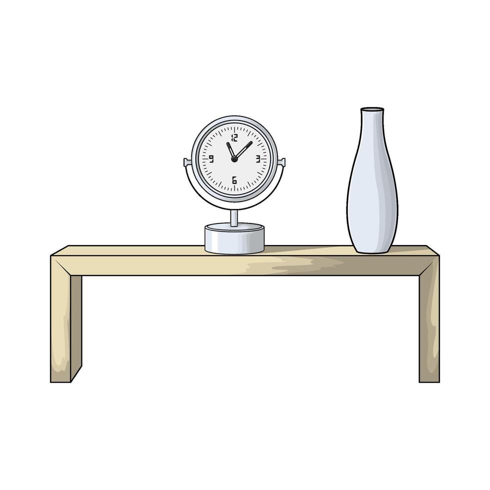 table clock with vase vector