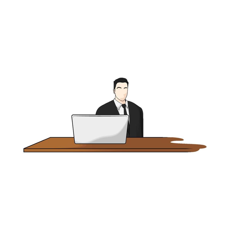 illustration of businessman is sitting in his workplace vector