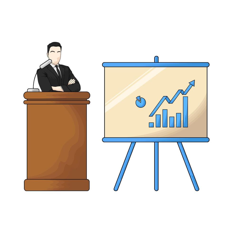 illustration of businessman is giving a presentation vector