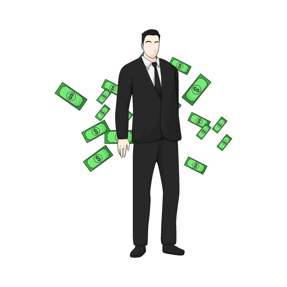 standing businessman with money scattered vector