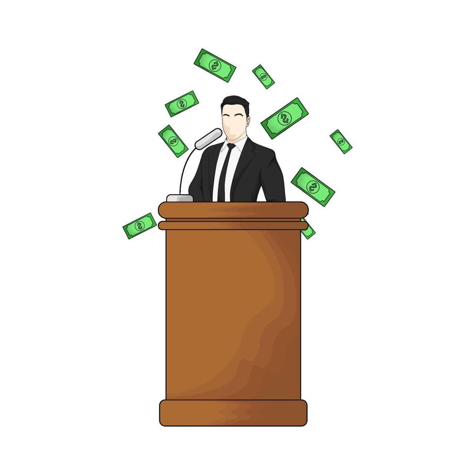 illustration of Businessman With Pulpit Presenting vector