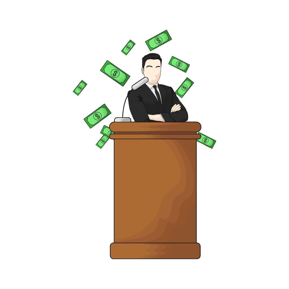 Businessman With Pulpit Presenting vector
