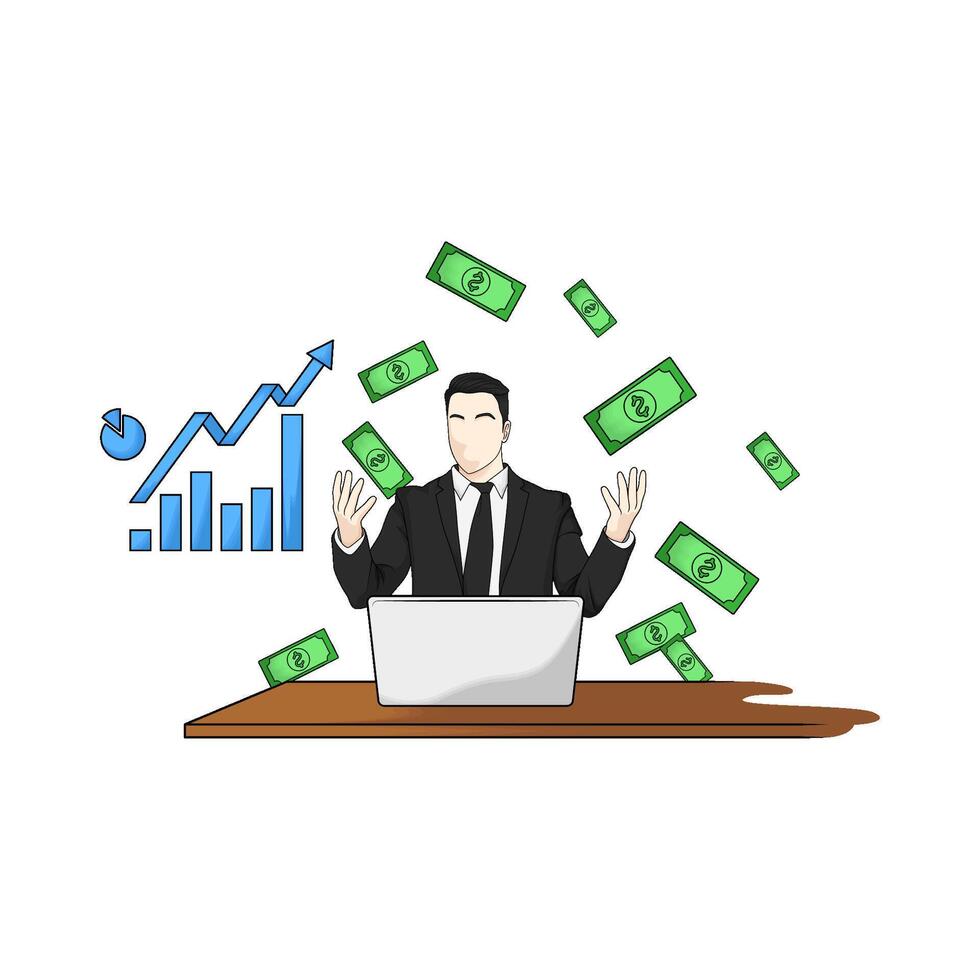 businessman with money scattered vector