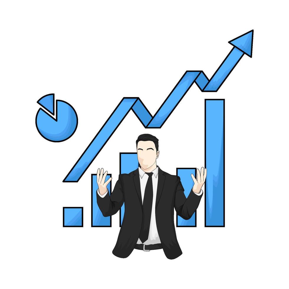 businessman with bar graph vector