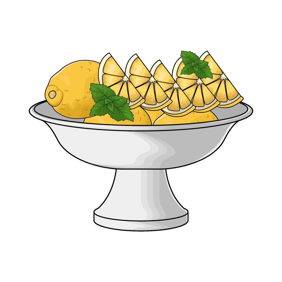 fresh lemon tray vector