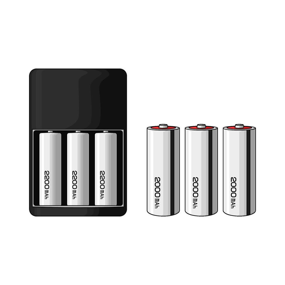 six 2000mah batteries vector